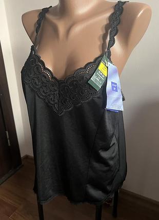 Новий чорний топ білизняного стилю з мереживом. marks&spencer, l-xl