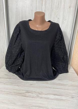 Футболка-блузка женская из хлопка и модала рукава прошва размер xl 💞