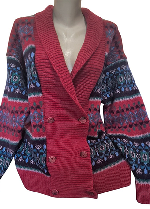 Винтажный шерстяной кардиган laura ashley fair isle (шотландия) 80-ти оверсайз