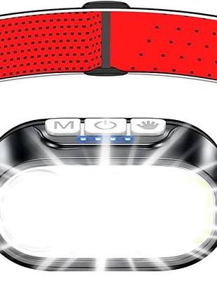 Налобный фонарь blukar k9129 led, аккумуляторный, с датчиком движения