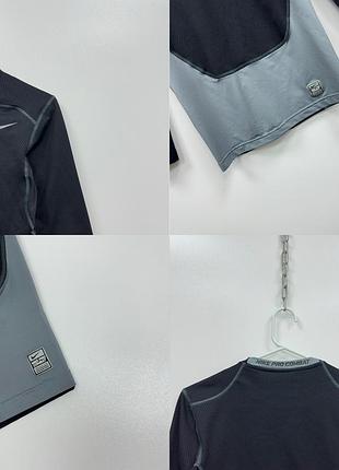 Компресійний лонгслів кофта nike pro combat hyperwarm lite compression long sleeve black/grey 6