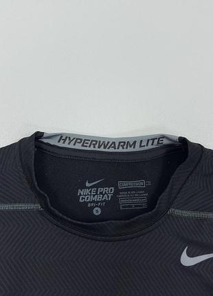 Компресійний лонгслів кофта nike pro combat hyperwarm lite compression long sleeve black/grey 7