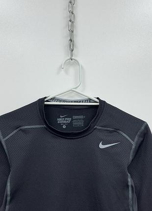 Компресійний лонгслів кофта nike pro combat hyperwarm lite compression long sleeve black/grey 3