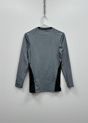 Компресійний лонгслів кофта nike pro combat hyperwarm lite compression long sleeve grey/black 4