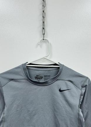 Компресійний лонгслів кофта nike pro combat hyperwarm lite compression long sleeve grey/black 3