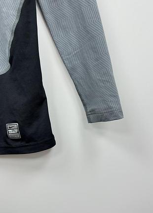 Компресійний лонгслів кофта nike pro combat hyperwarm lite compression long sleeve grey/black 5
