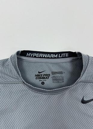 Компресійний лонгслів кофта nike pro combat hyperwarm lite compression long sleeve grey/black 7