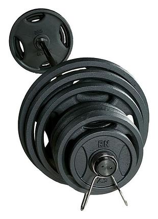 Олімпійська металева штанга rn-sport quatro 105 кг (2х20, 2х10, 4х5, 4х2.5 + гриф 2.2 м)