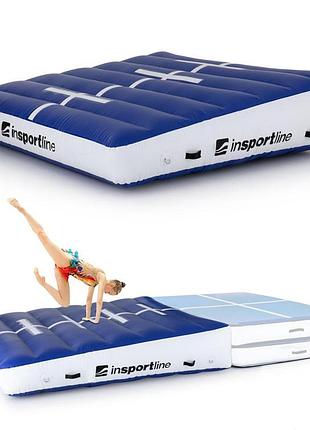 Килимок надувний гімнастичний insportline airincline 200x200 см, біло-синій