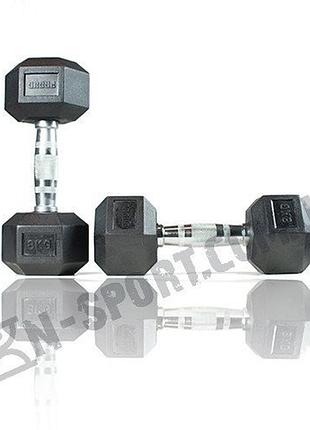 Гантелі шестигранні rubber hexagon dumbbell. ціна за 1 кг