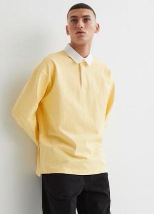 Поло чоловіче h&m блідо-жовте бавовна s/m
