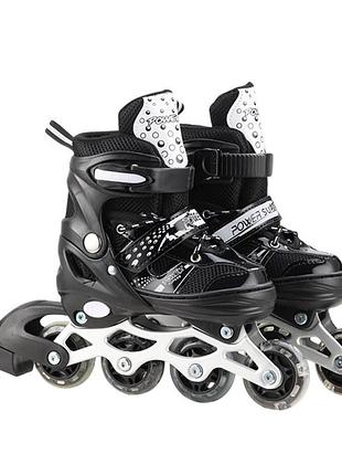 Роликовые коньки rl2501(black) колеса pvc, размер s (30-33), со светом
