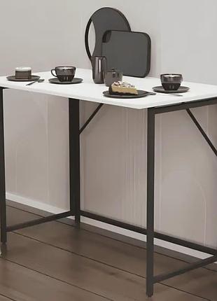 Стол раскладной морис ferrum-decor 750x1000x600 черный металл дсп белое 16 мм (frd-104669)
