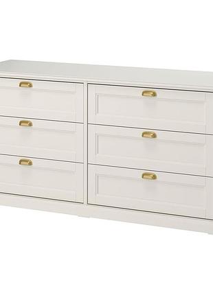 Комод, 6 шухляд, кремовий, 160x51x78 см fagelfjallet ikea 006.116.42