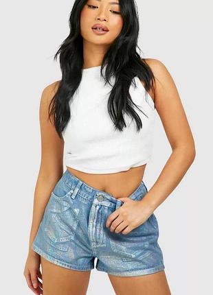 Джинсові шорти boohoo з голографічним напиленням