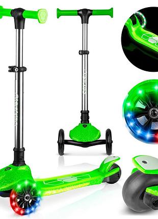 Детский самокат трехколесный ricokids jelly зеленый