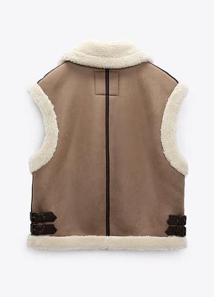 Бежевий  жилет дублянка  zara, s 9