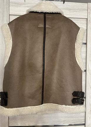 Бежевий  жилет дублянка  zara, s 4