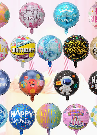 Набір фольгованих кульок з днем народження happy birthday 45 см 10 шт мікс дизайнів