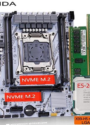 Комплект материнская плата qiyida x99 h5 lga 2011-3 + процессор 2650v4 (12 ядер / 24 потоков) + озу 16 гб