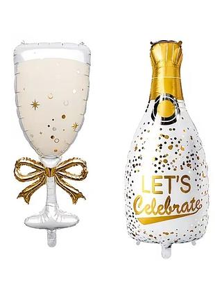 Набір фольгованих куль пляшка шампанського let's celebrate та келих 98 см 2 шт.