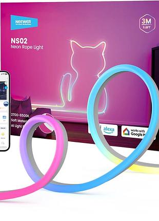 Умная неоновая светодиодная лента neewer ns02-03 rgb с боковой подсветкой (3м, 84led/м, ир65)
