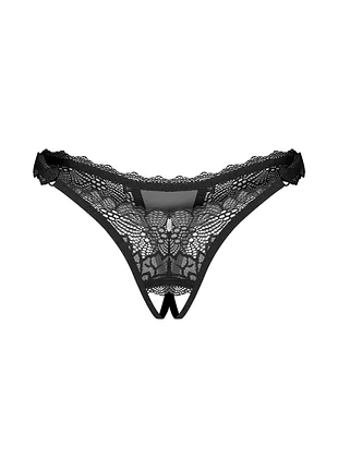 Deina more crotchless thong black obsessive чорні трусики з доступом