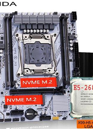 Материнская плата qiyida x99 h5 lga 2011-3 + процессор 2680v4 (14 ядер / 24 потоков), частота до 3.3 ghz.