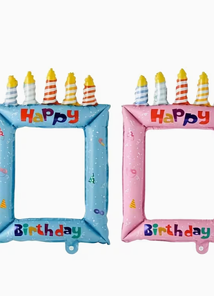 Фольгована куля-рамка для фотосесії «happy birthday зі свічками» 71 см