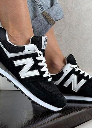 Женские черные замшевые кроссовки new balance 574, повседневные классические женские кроссовки нью баланс
