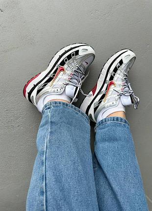 😍 женские кроссовки nike p-6000 white/silver/red