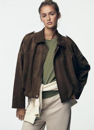 Zara  замшевий бомбер куртка піджак с