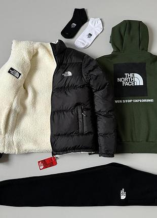 Набор зима tnf зима куртка соп худи хаки брюки