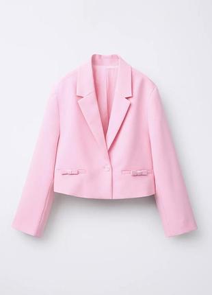 Рожевий укорочений жакет піджак для дівчинки zara