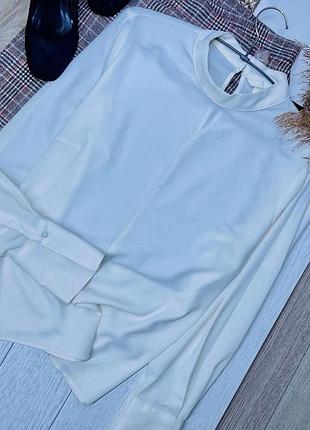 Нова біла блуза h&m l пряма блуза на манжетах базова блуза класична блуза прямого крою