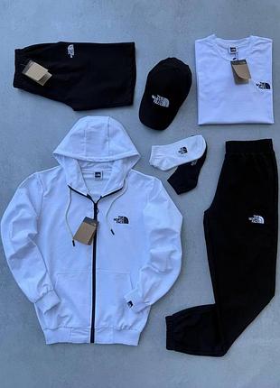 Набор tnf 7в1 вышивка соп худи белый брюки футболка белая шорты кепка