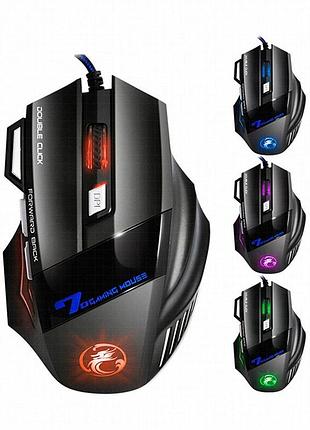 Ергономічна тиха ігрова миша imice x7 — 5500 dpi, 7 кнопок, підсвічування rgb, тихі кліки