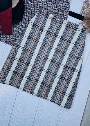 Осіння спідниця primark xs в’язана спідниця в геометричний принт коротка спідниця по фігурі