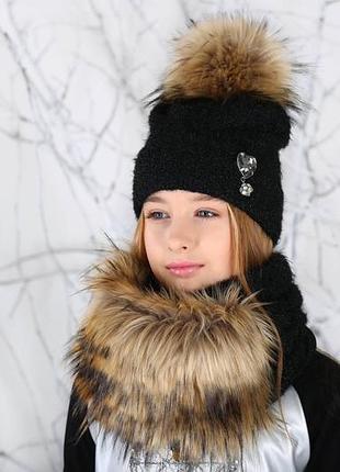Детский комплект шапка + снуд для девочки 2-6 лет mone украина