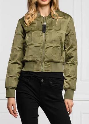 Куртка guess. , бомбер, укорочений крій (кроп), на блискавці