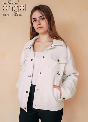 Куртка біла кашемірова для дівчинки b&a україна розмір 146