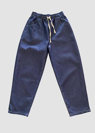 Джинсы для мальчика подростка на резинке свободные oversize синие