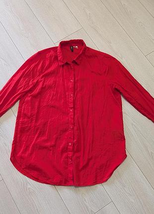 Красная хлопковая рубашка h&amp;m divided с длинным рукавом (размер m / 38)