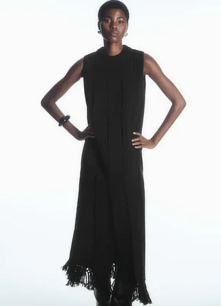 Сукня жіноча cos fringed panelled wool midi dress / xs