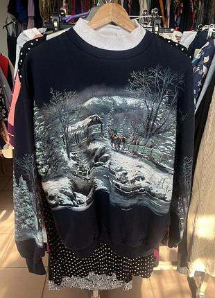Вінтажний темно-синій світшот  art unlimited sportswear