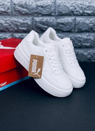 Чисто білі жіночі кросовки пума кожані красовки пума puma жіночі