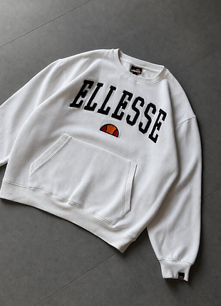 Ellesse big logo crewneck sweatshirt, white, m, vintage свитшот