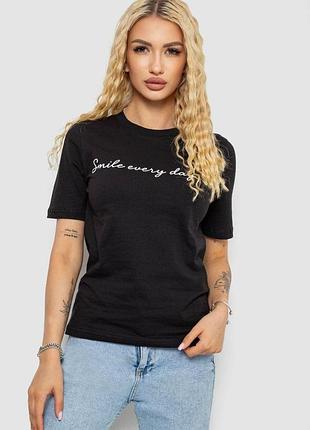 Футболка женская с принтом, цвет черный, 241r130