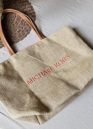 Яжна сумка-тоут michael kors / джутовий літній шопер майкл корс