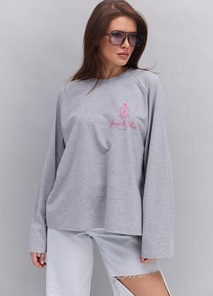 Лонгслів oversize сірий меланжевий